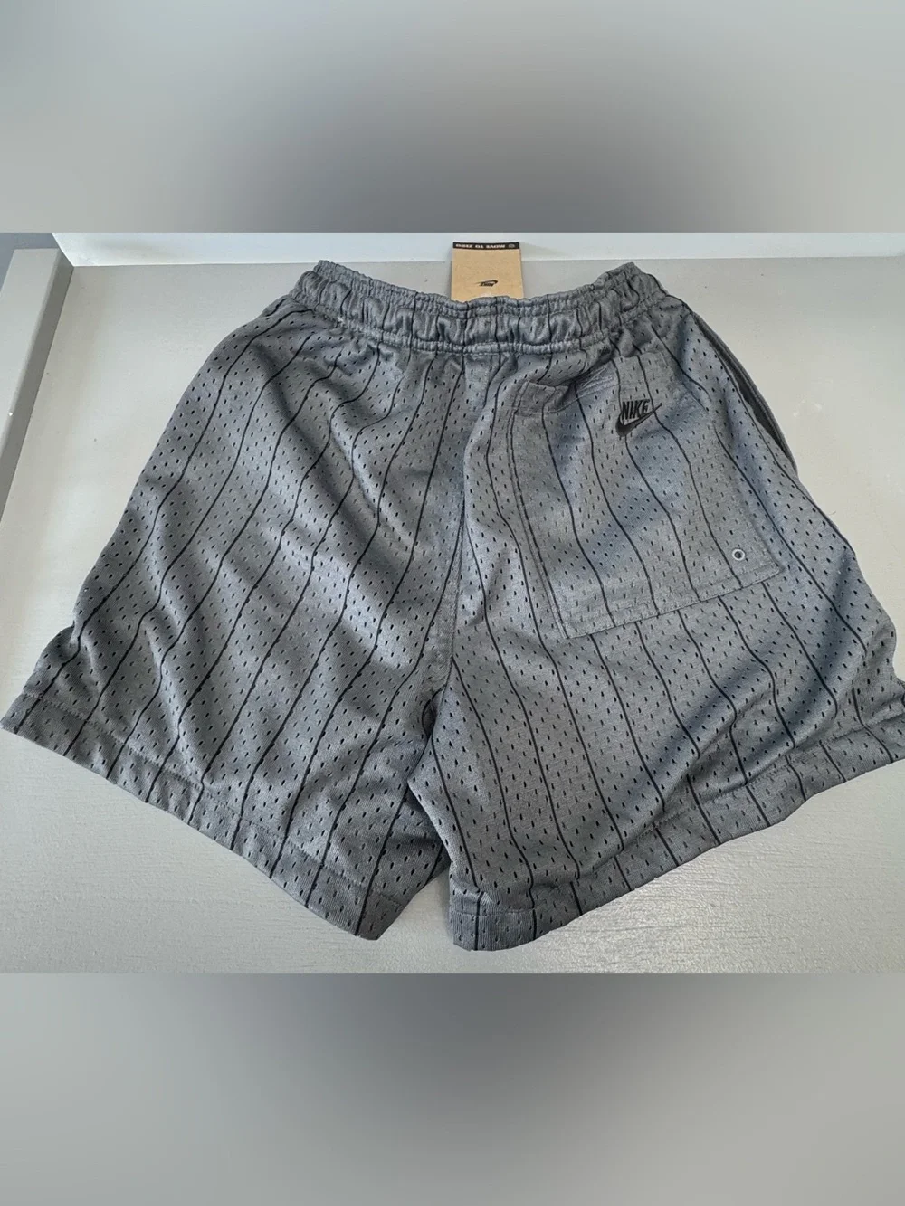 Nike Men's Gray Pinstripe Mesh Athletic Shorts